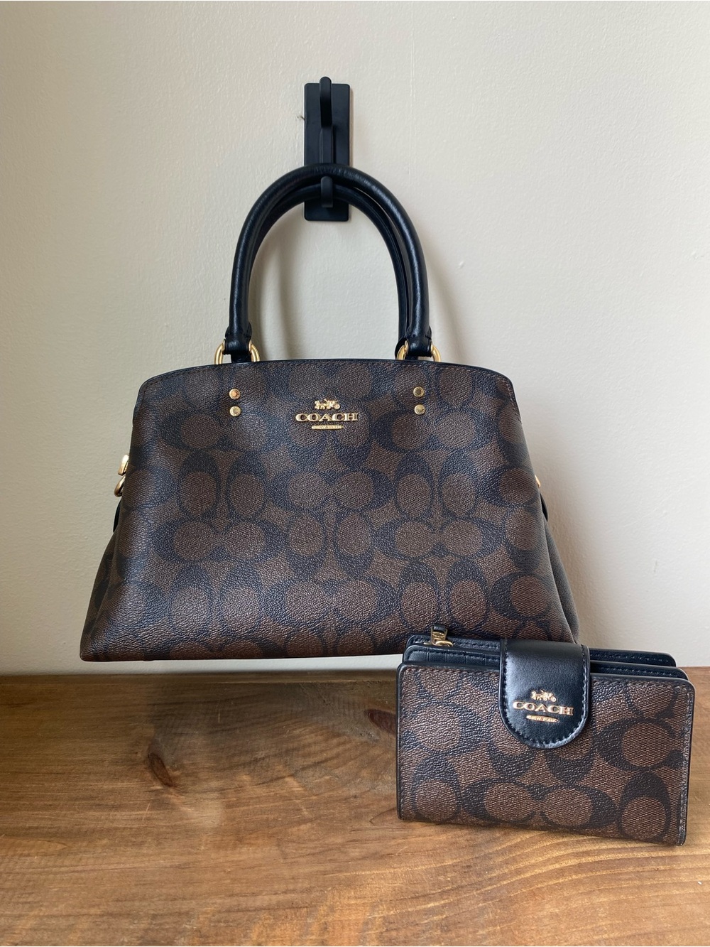 Coach Signature Mini Lillie Carryall Bag & Matching Wallet Set